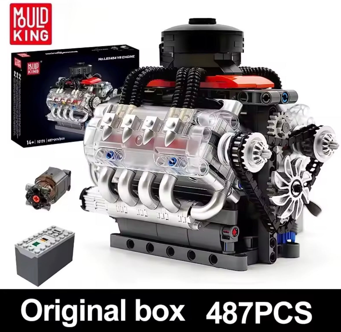 Motor V8 Mecánico Mould King® – Kit de Construcción 487 Piezas